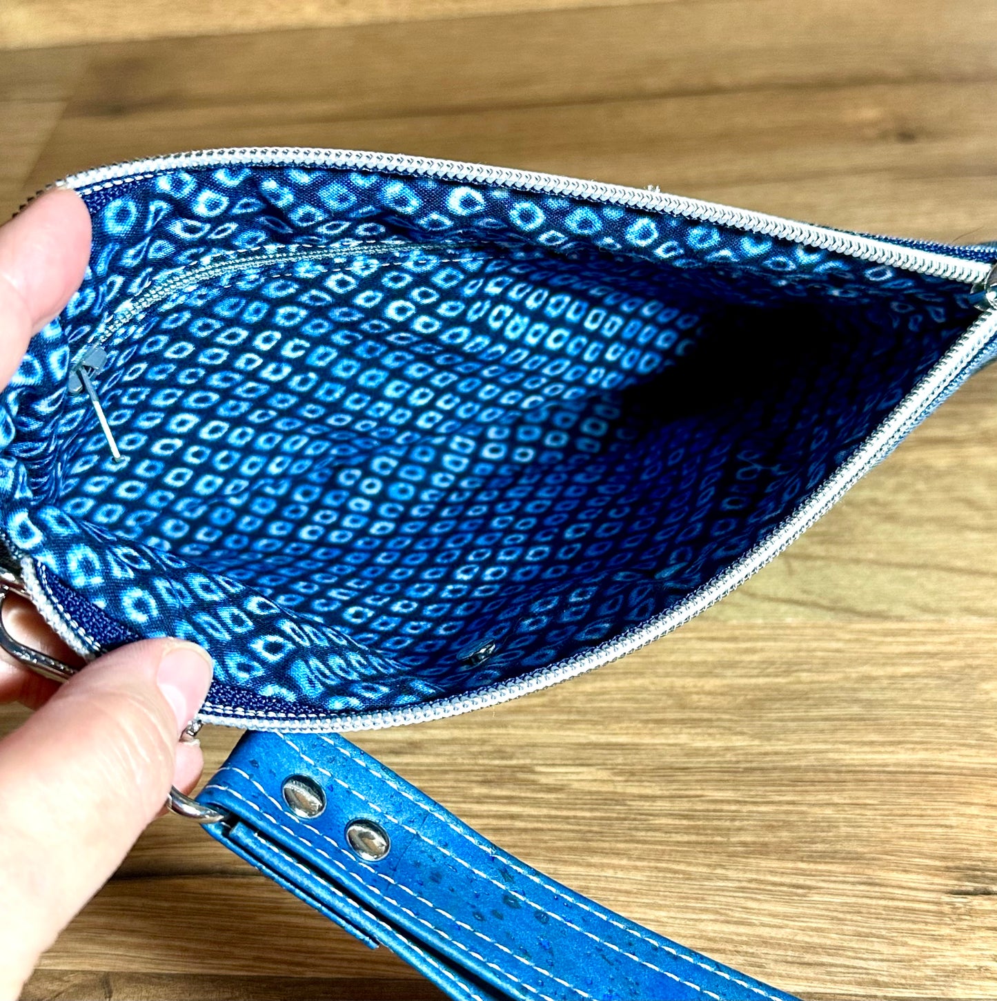 Blue Ruffle Clutch