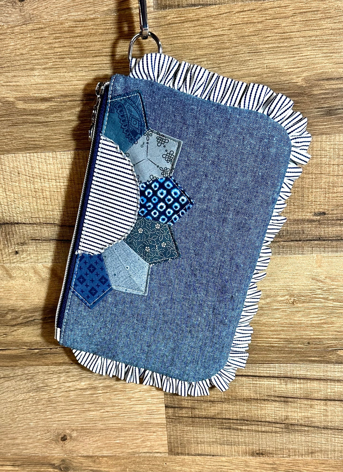 Blue Ruffle Clutch