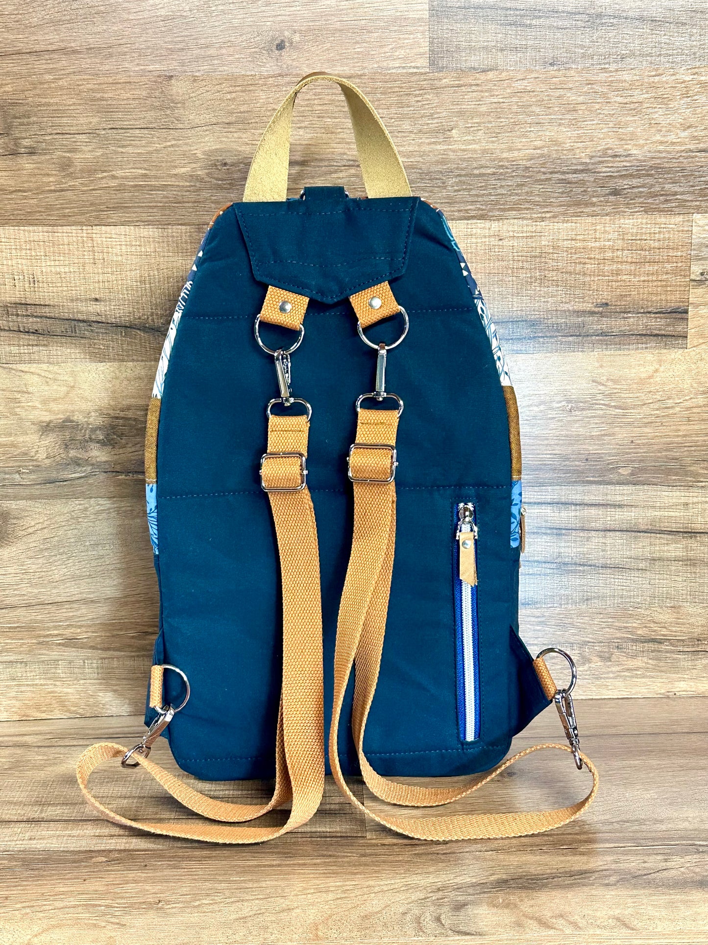 Blue & Brown Small Backpack