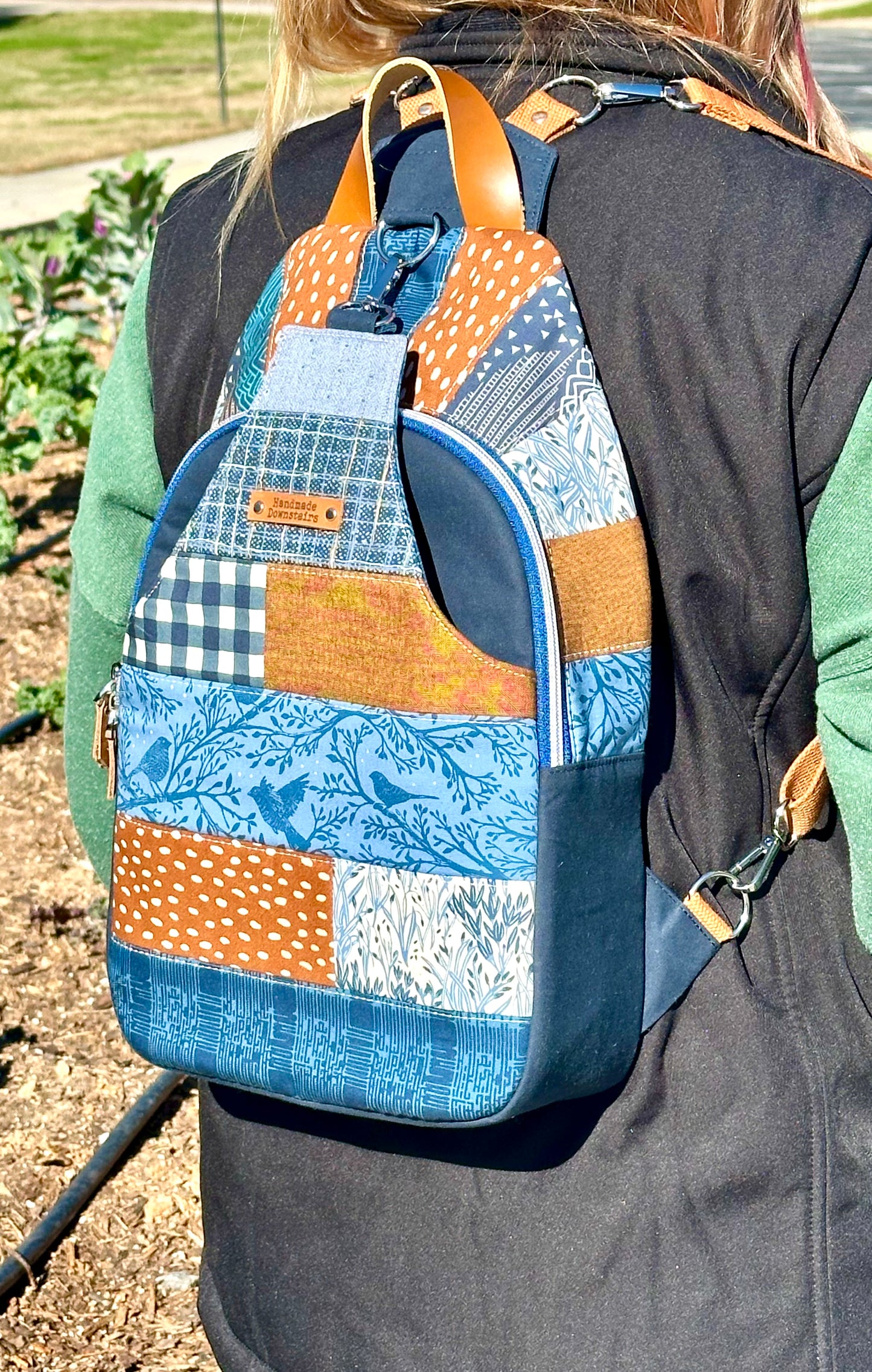 Blue & Brown Small Backpack