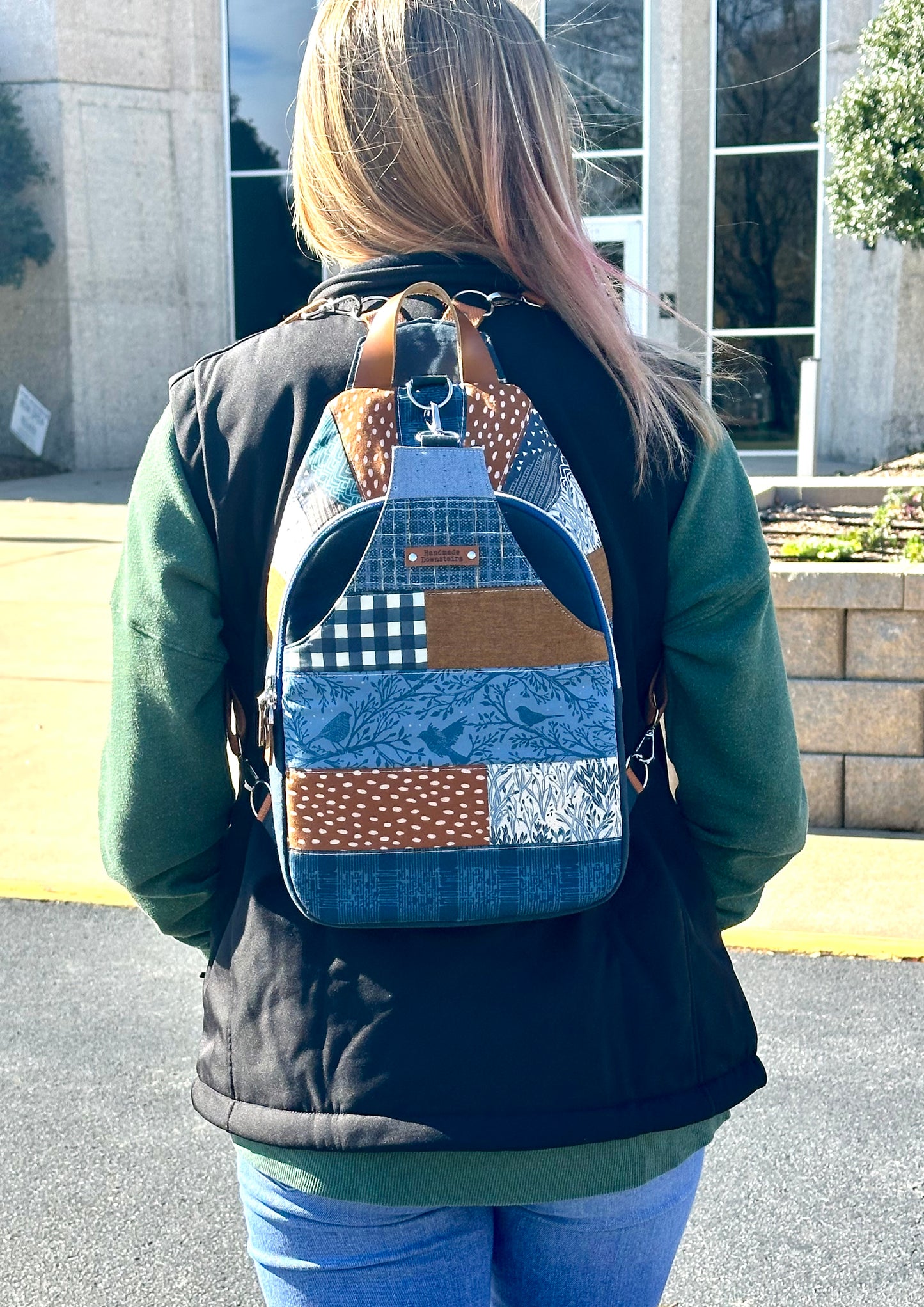 Blue & Brown Small Backpack