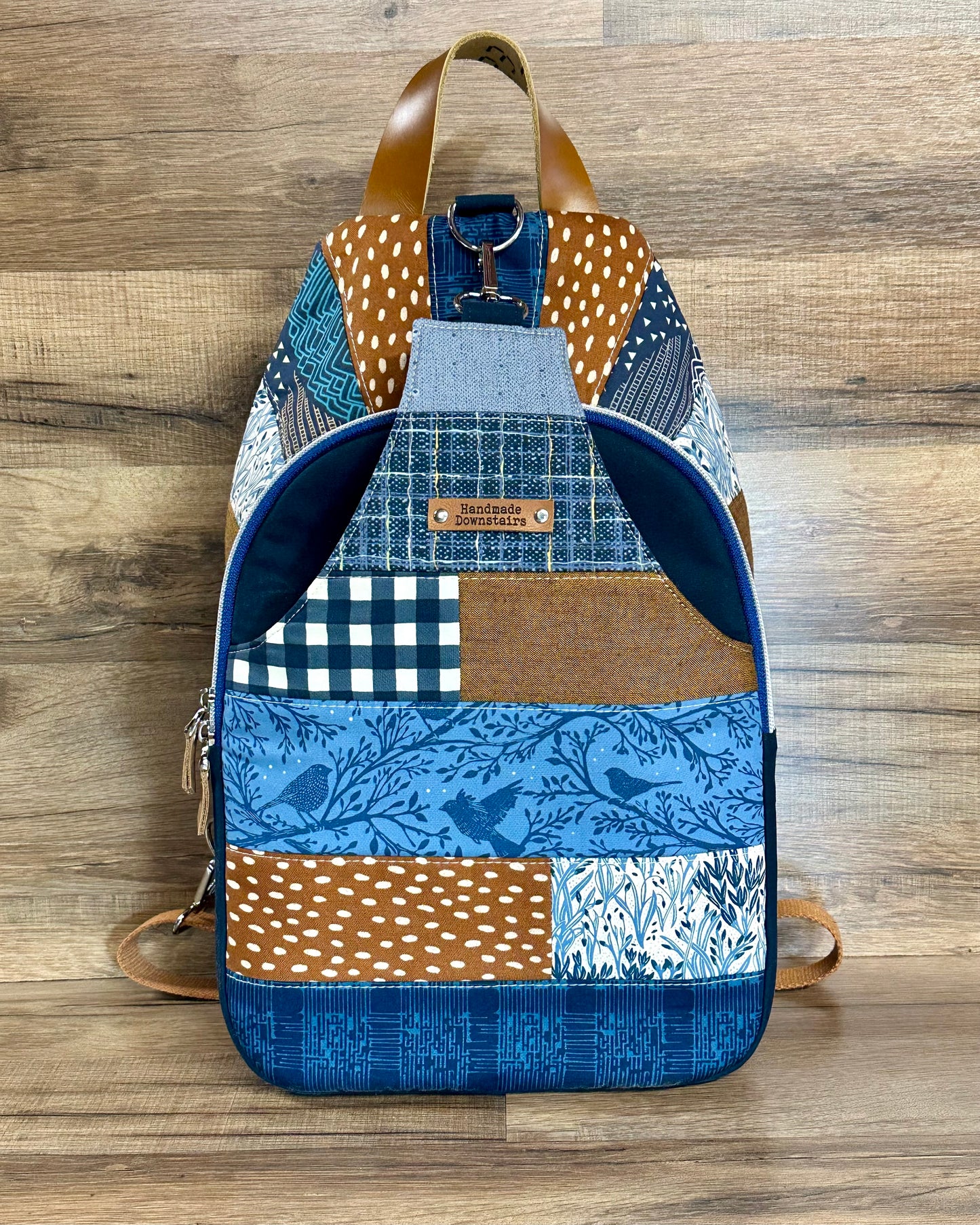 Blue & Brown Small Backpack