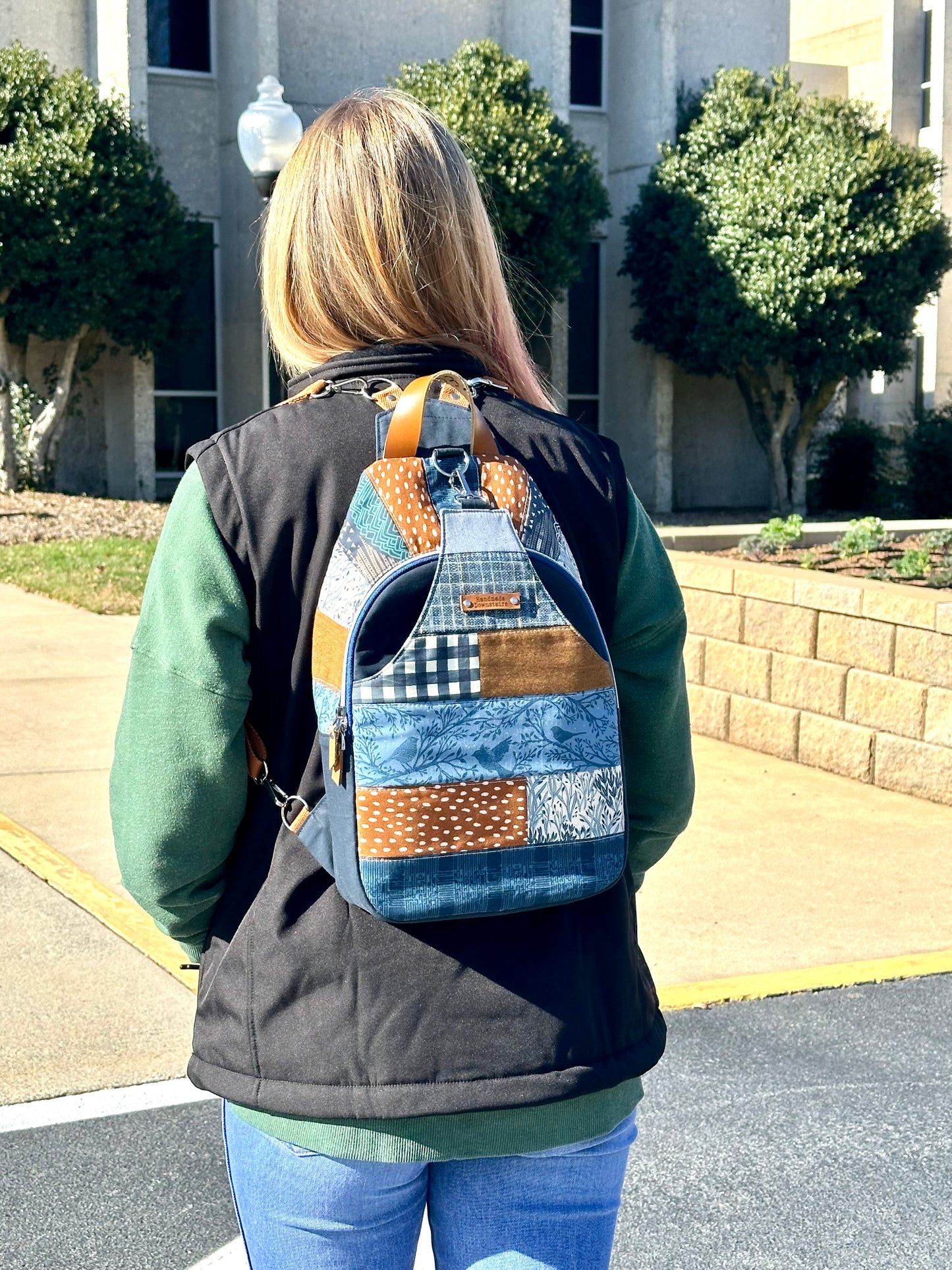 Blue & Brown Small Backpack